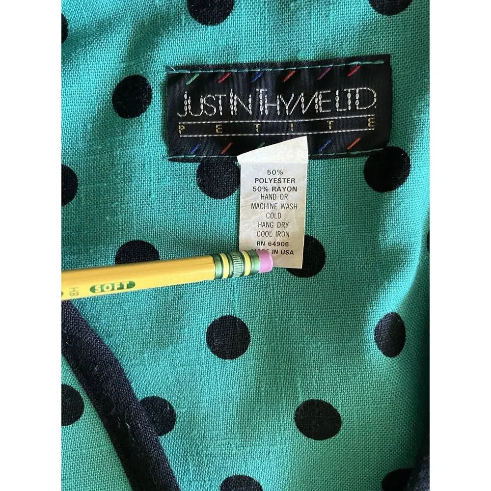 VTG Just In Thyme Women’s Petite 16 Polka Dot Retro Blazer (10/M) - Picture 3 of 13